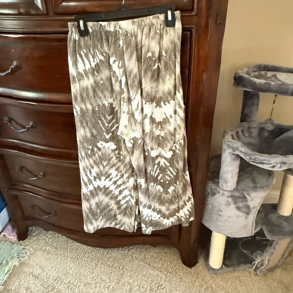 bryn Walker Brown and White Wide Leg Pants